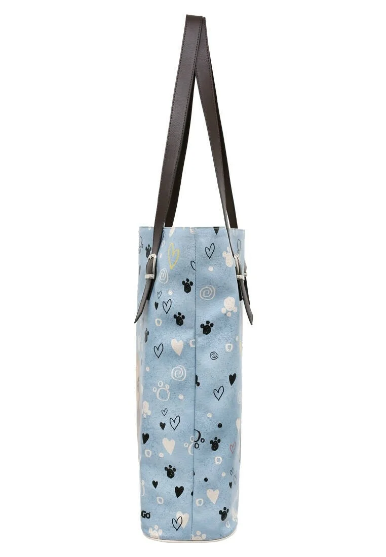 Women Vegan Leather Blue Shoulder Bag - Hello My Hooman Design