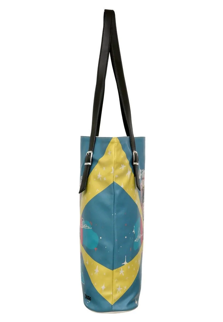 Women Vegan Leather Blue Shoulder Bag - Find Your Inner Peace Design