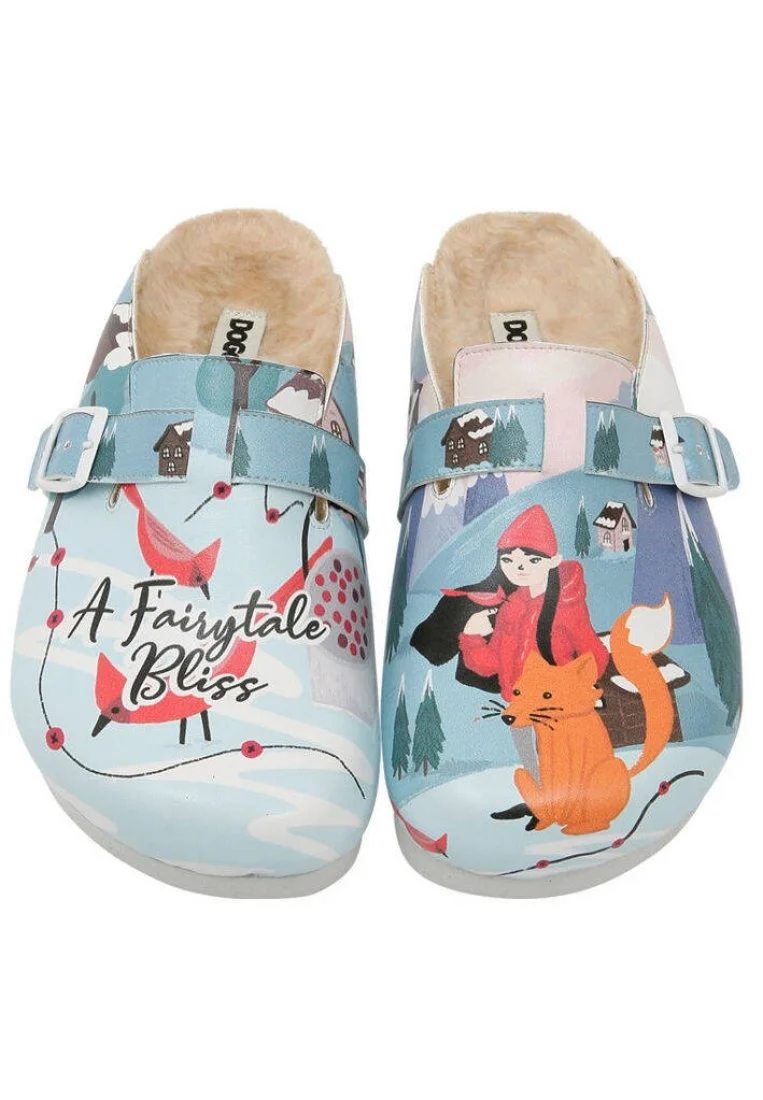 Women Vegan Leather Blue Slippers - A Fairytale Bliss Design