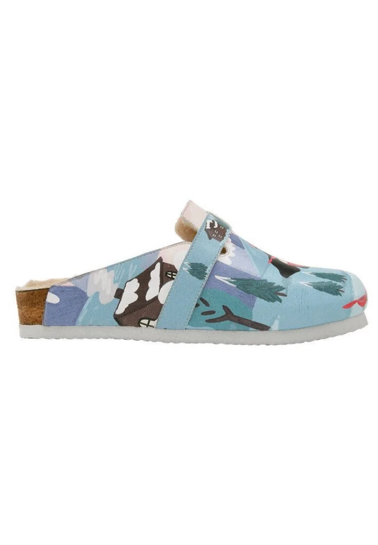 Women Vegan Leather Blue Slippers - A Fairytale Bliss Design