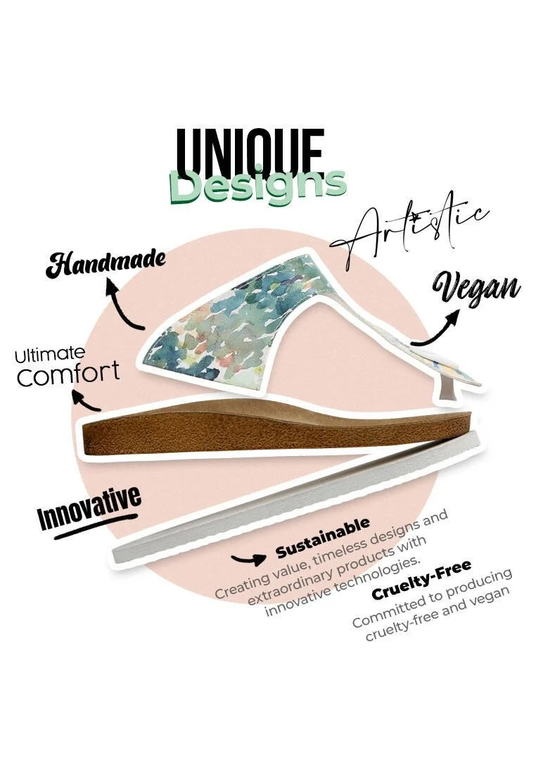 Women Vegan Leather Blue Slippers - Somewhere in Time Design