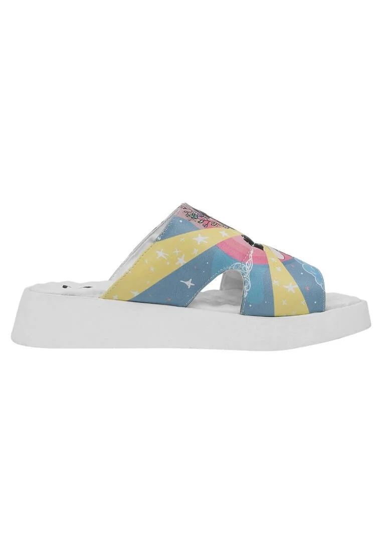 Women Vegan Leather Blue Slippers - Find Your Inner Peace Design