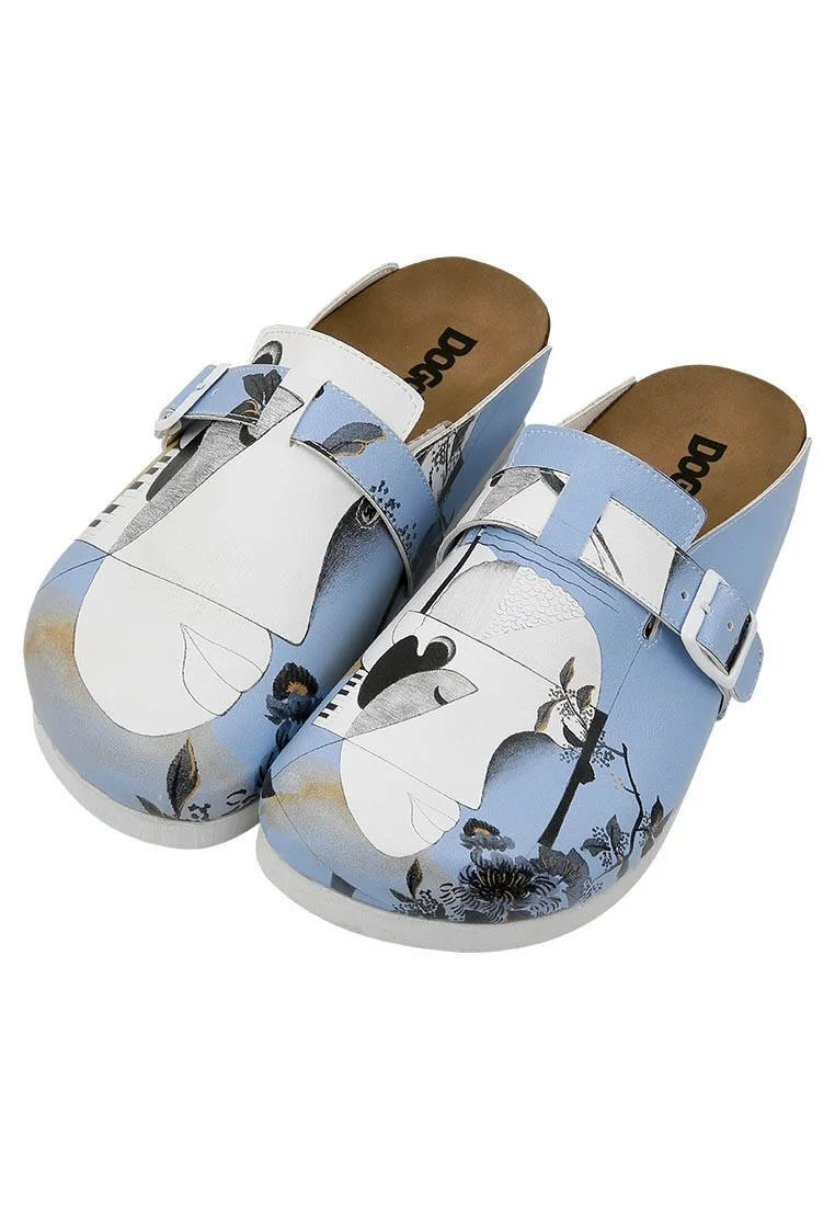 Women Vegan Leather Blue Slippers - Deep Thought with The Deep Design