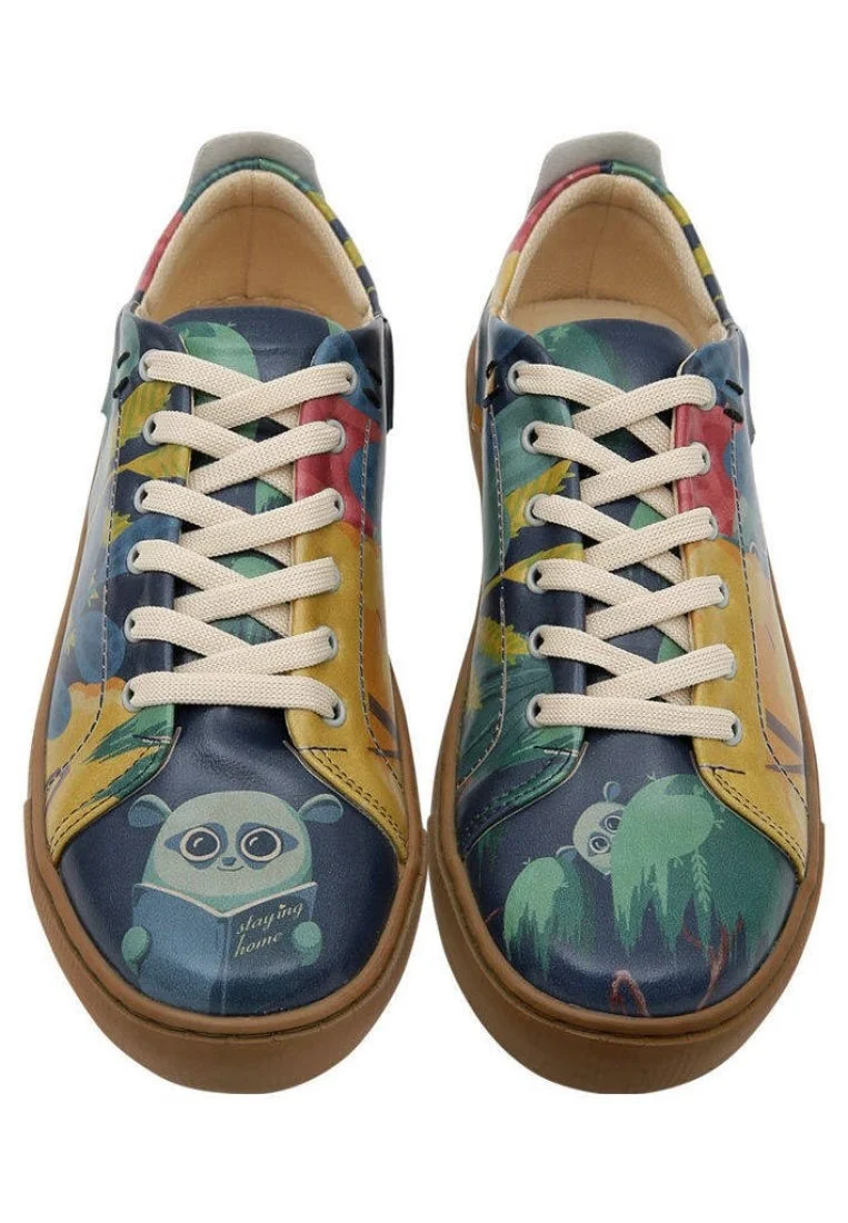 Women Vegan Leather Blue Sneakers - Staying at Home Design