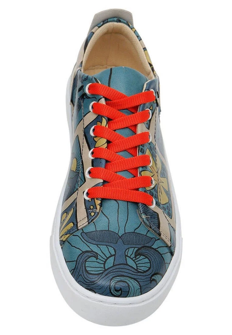 Women Vegan Leather Blue Sneakers - It is a New Day Design