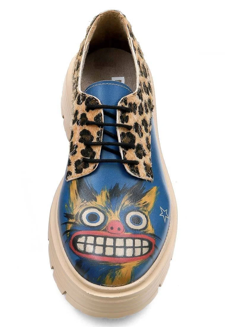 Women Vegan Leather Blue Sneakers - Meow Attack Design