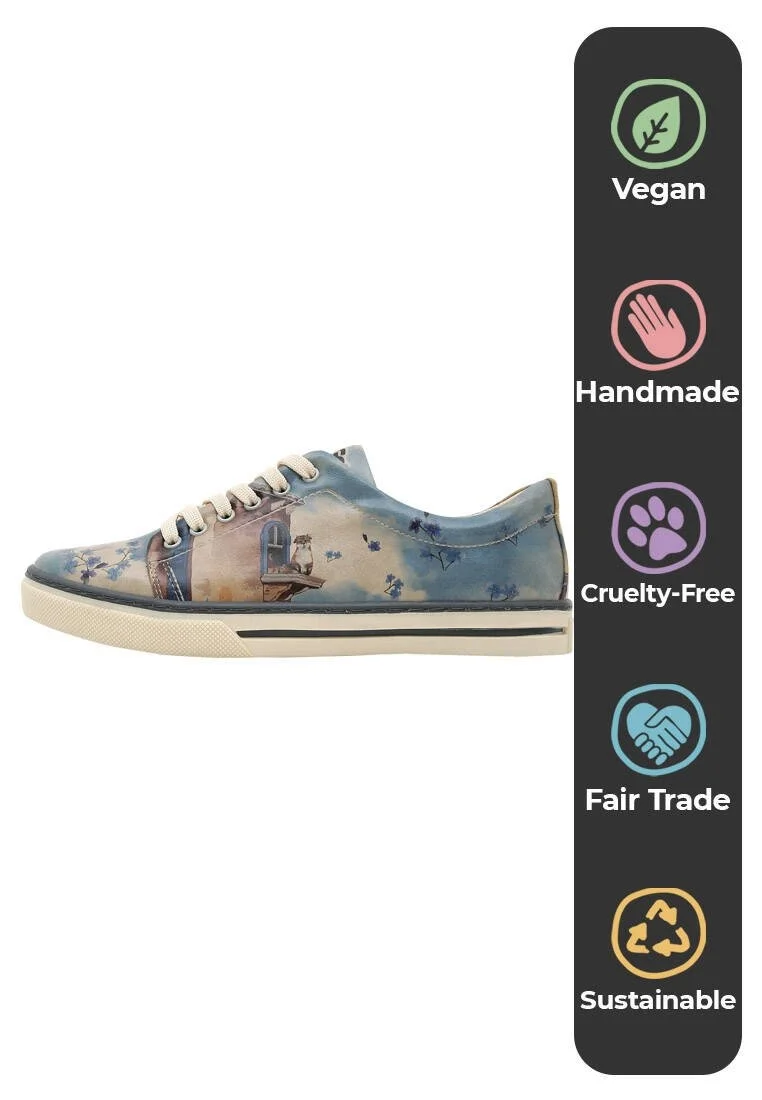 Women Vegan Leather Blue Sneakers - Todo Bien Design