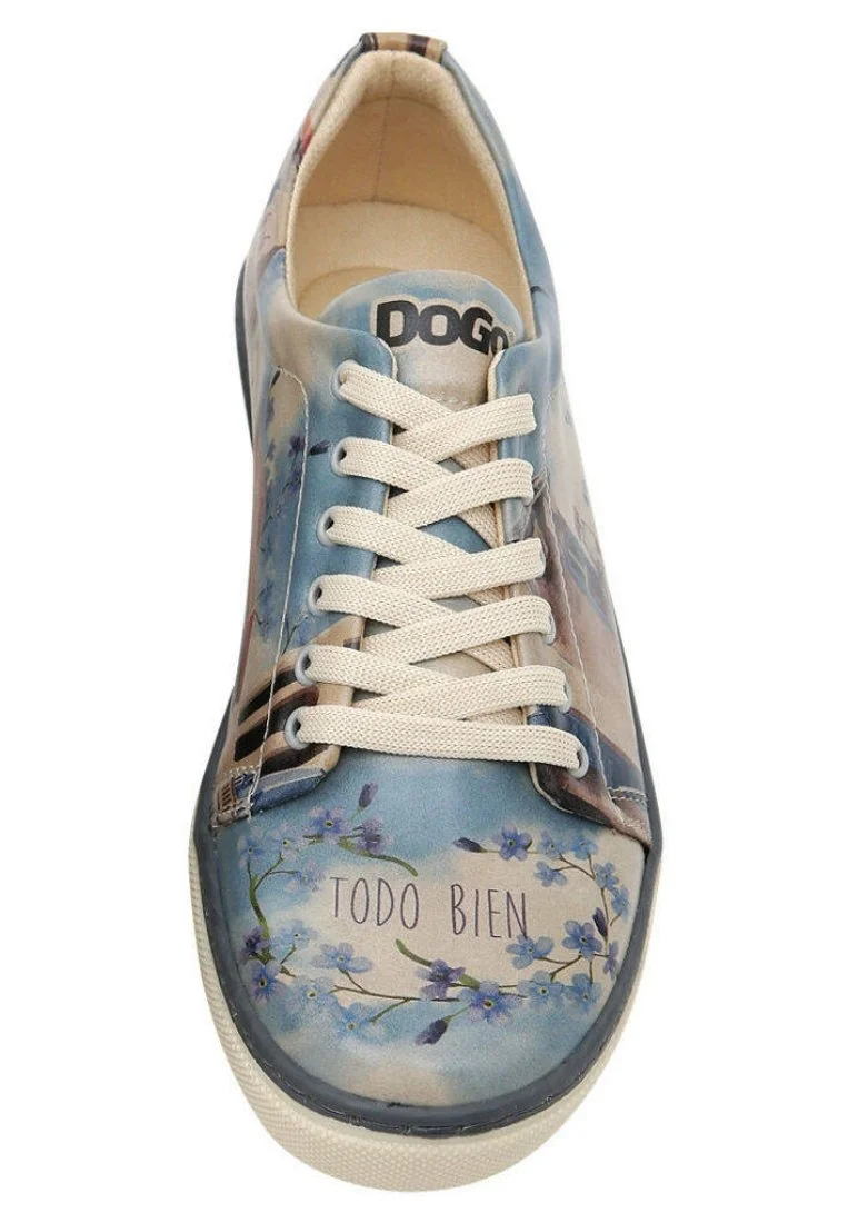 Women Vegan Leather Blue Sneakers - Todo Bien Design