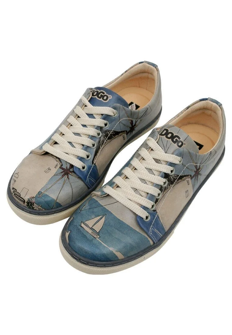Women Vegan Leather Blue Sneakers - Meet me Halfway Design