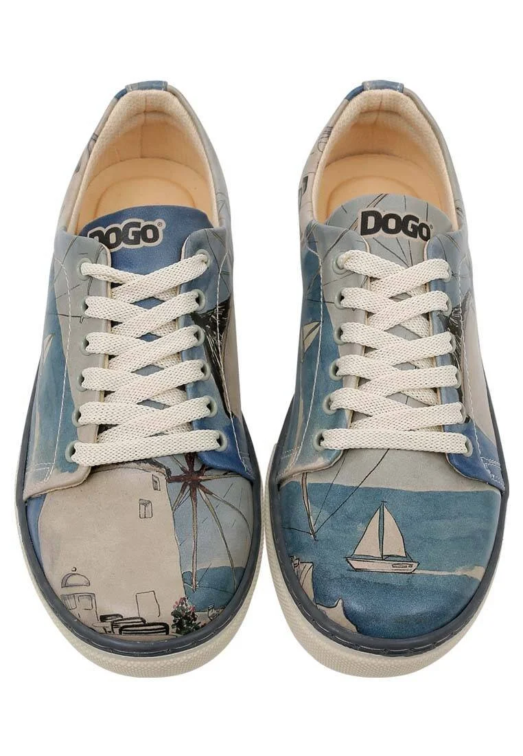Women Vegan Leather Blue Sneakers - Meet me Halfway Design