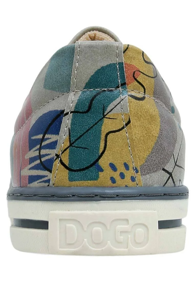 Women Vegan Leather Blue Sneakers - Abstract Leaves Design