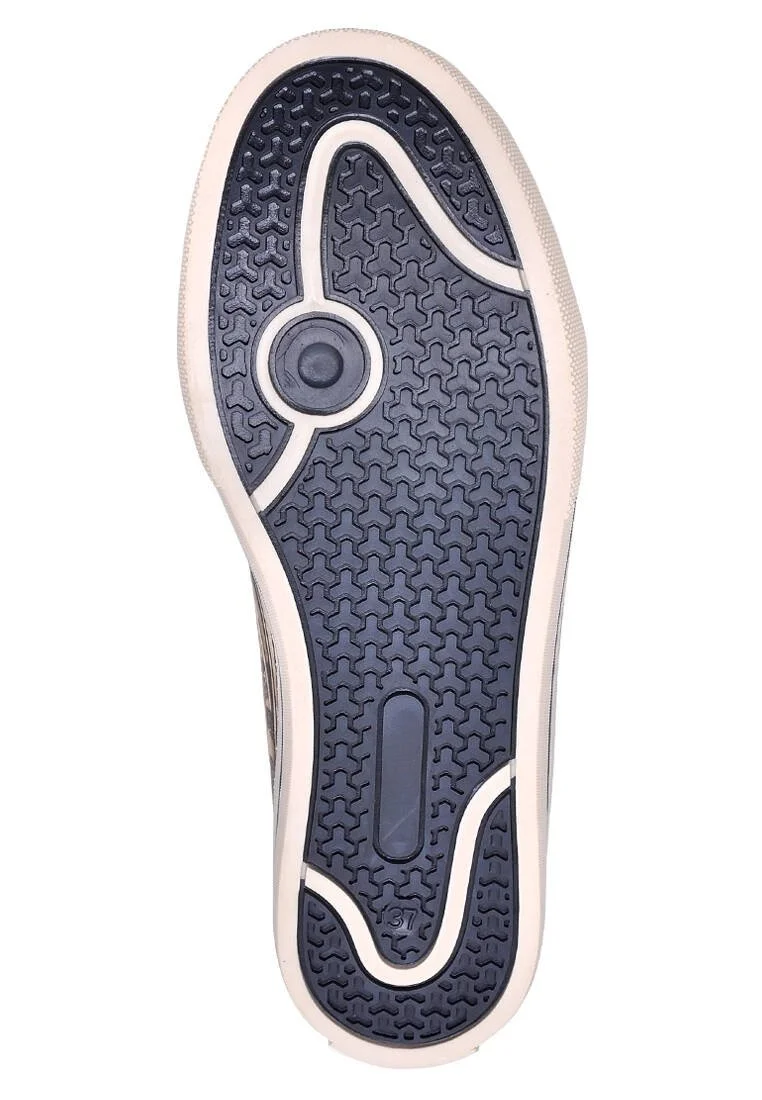 Women Vegan Leather Blue Sneakers - Abstract Leaves Design