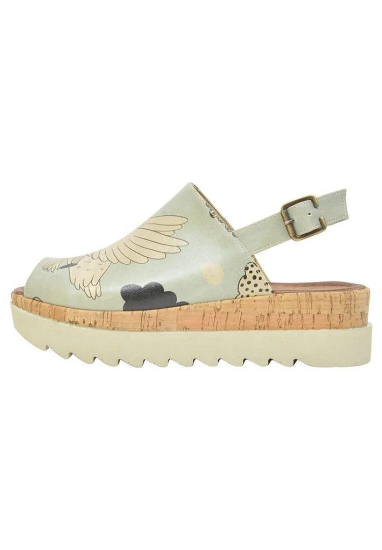 Women Vegan Leather Blue Wedge Sandals - Above The Clouds Design