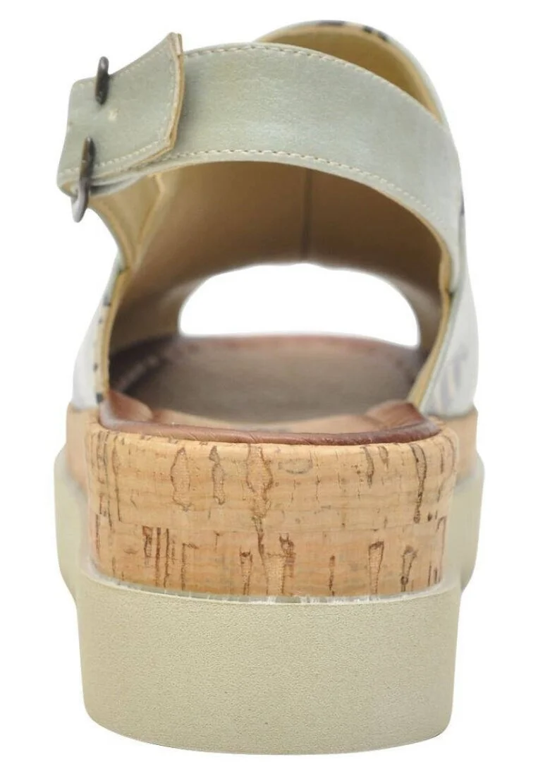 Women Vegan Leather Blue Wedge Sandals - Above The Clouds Design
