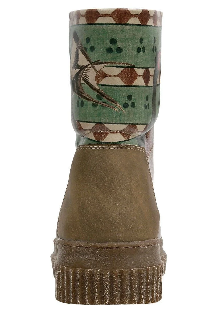 Women Vegan Leather Brown Long Boots - Believe in Your Wings Design