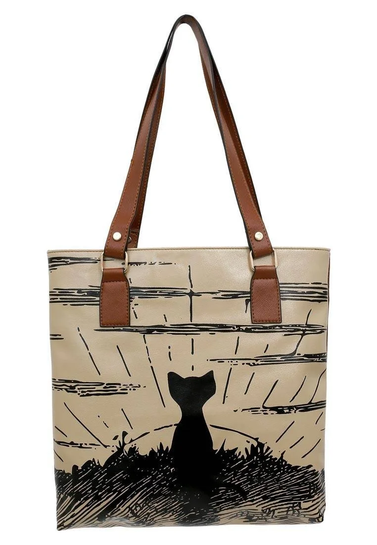 Women Vegan Leather Brown Shoulder Bag - Never Miss a Sunset Design