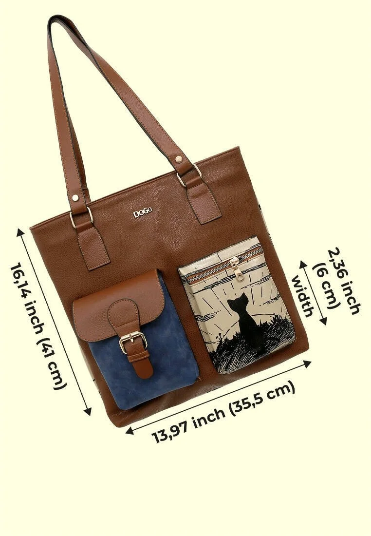 Women Vegan Leather Brown Shoulder Bag - Never Miss a Sunset Design