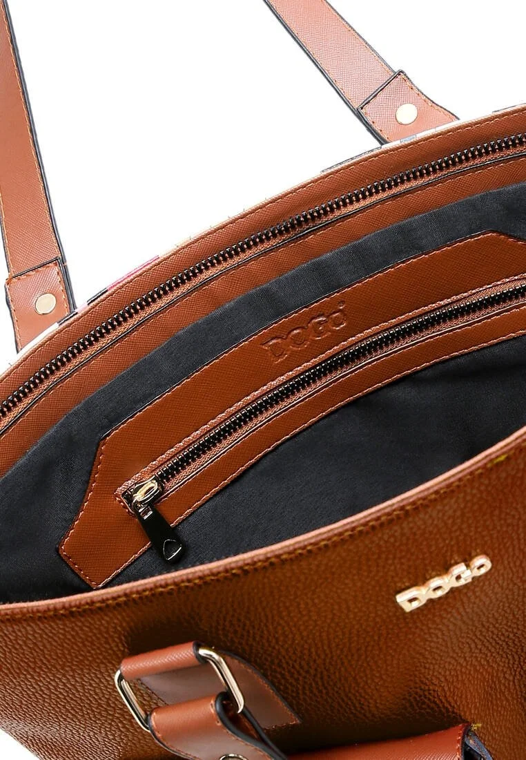 Women Vegan Leather Brown Shoulder Bag - Cat of Grace Design