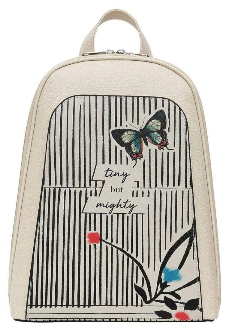 Women Vegan Leather Cream Backpack - Tiny but Mighty Design
