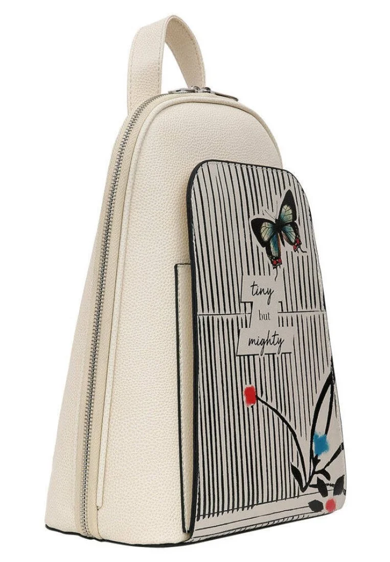 Women Vegan Leather Cream Backpack - Tiny but Mighty Design