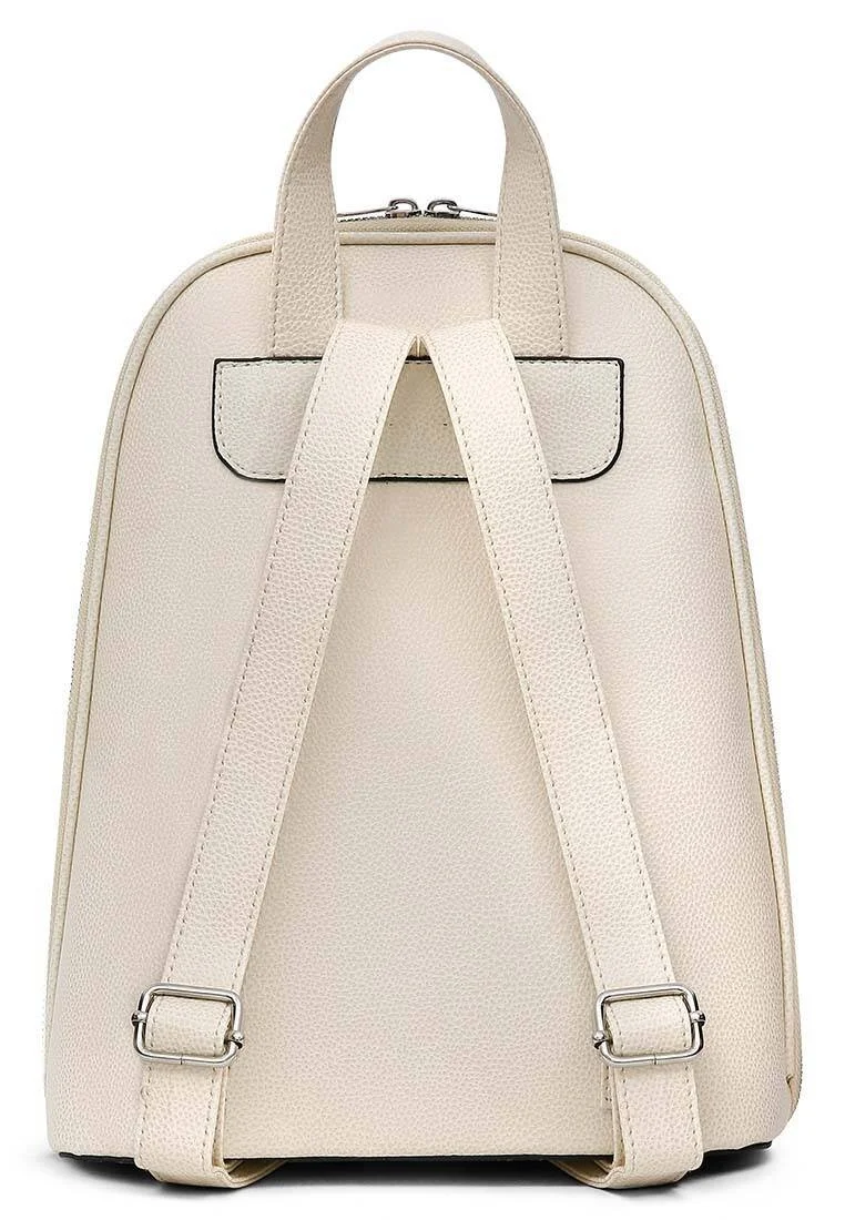 Women Vegan Leather Cream Backpack - The Cats of Istanbul Design