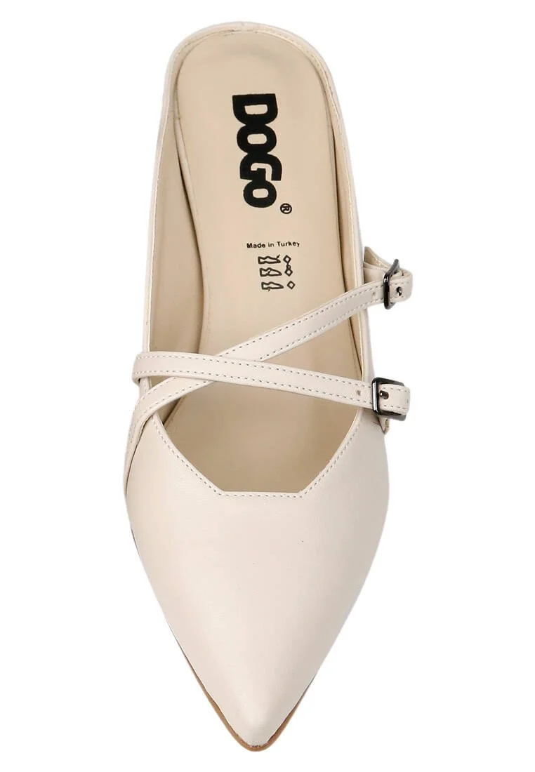 Women Vegan Leather Cream Heeled Sandals - Whiskers and Purrs Design
