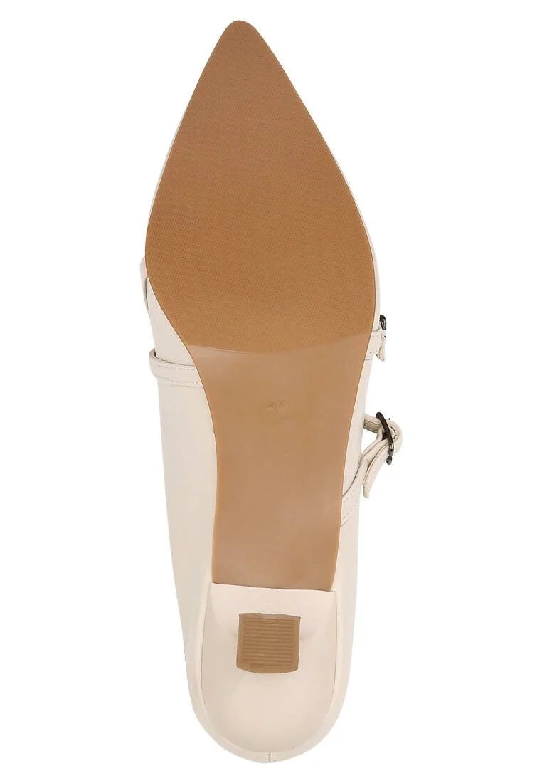 Women Vegan Leather Cream Heeled Sandals - Whiskers and Purrs Design