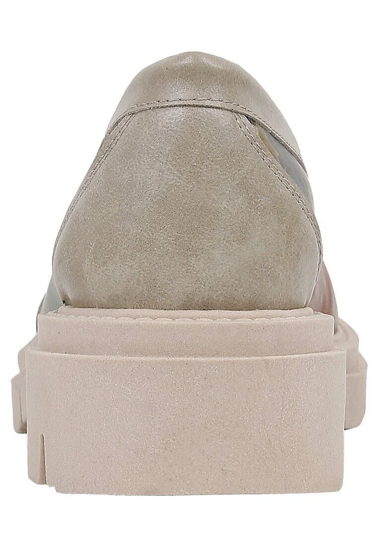 Women Vegan Leather Cream Loafers - Anatolian Patterns Design