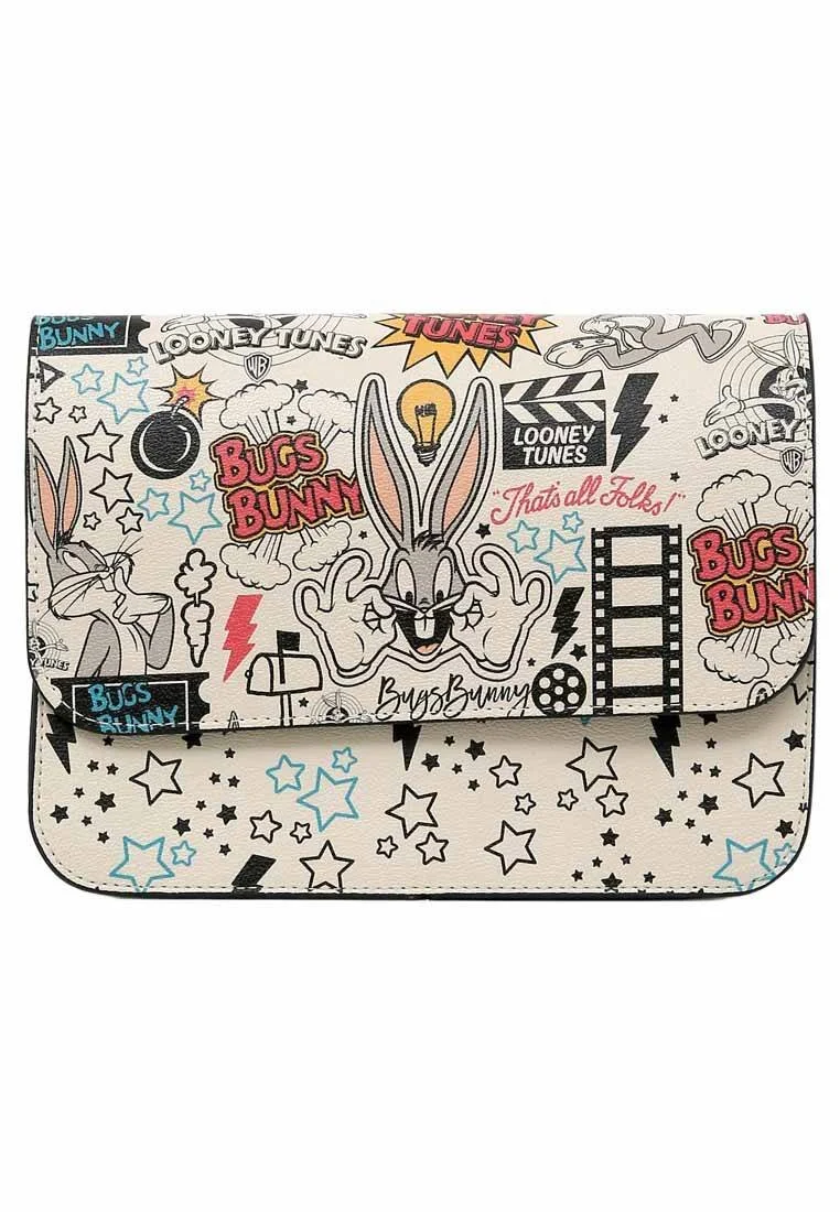 Women Vegan Leather Cream Purse - Warner Bros What's Up Doc? Bugs Bunny Design