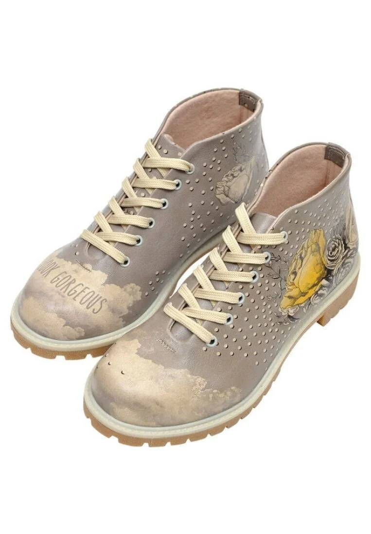 Women Vegan Leather Gray Ankle Boots - Look Gorgeous Design