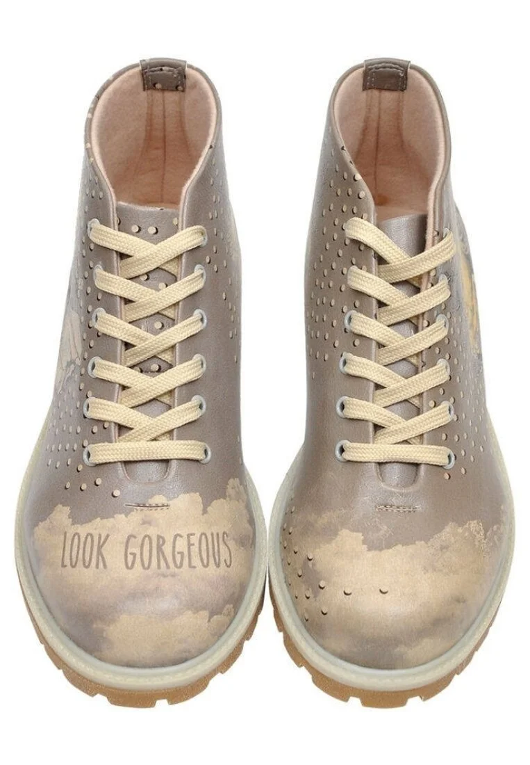 Women Vegan Leather Gray Ankle Boots - Look Gorgeous Design
