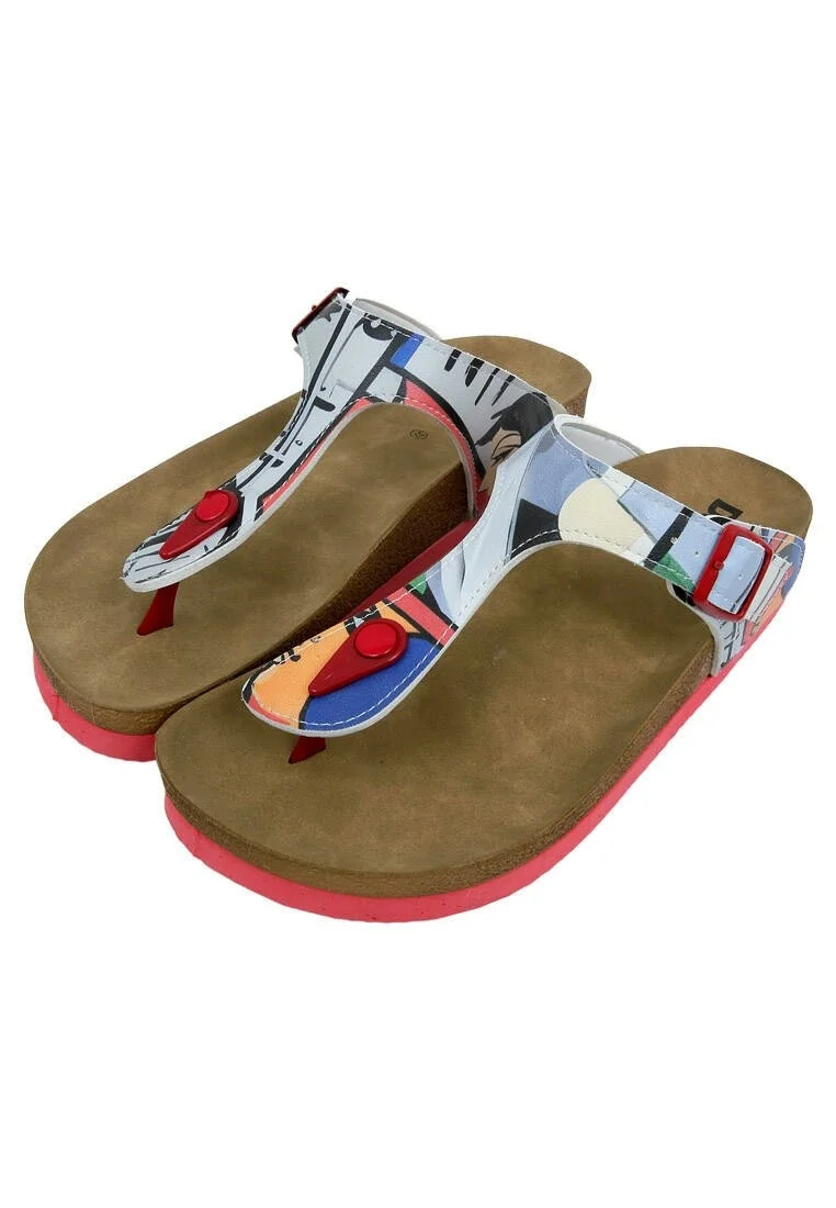 Women Vegan Leather Gray Slippers - Cubic Faces Design
