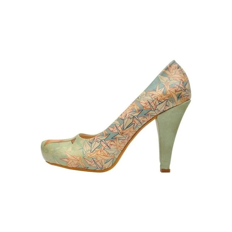 Women Vegan Leather Green High Heels - Your Dreams Design