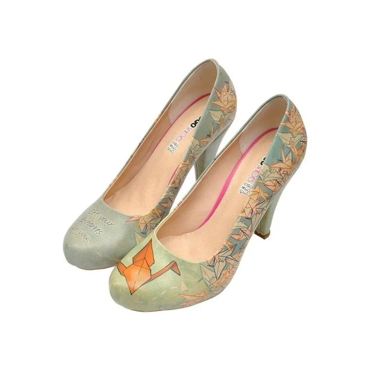 Women Vegan Leather Green High Heels - Your Dreams Design