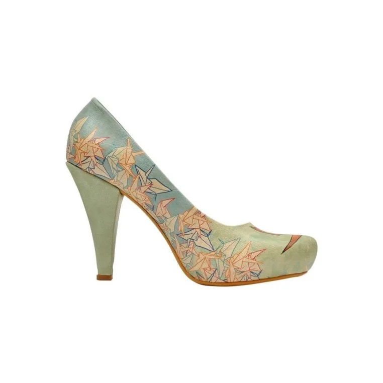 Women Vegan Leather Green High Heels - Your Dreams Design