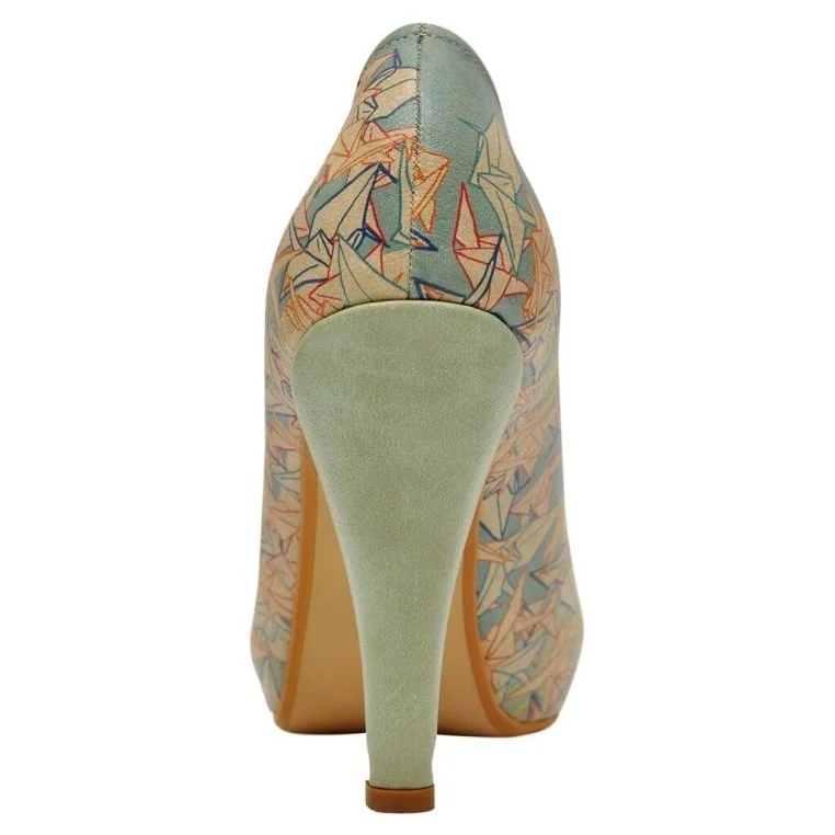 Women Vegan Leather Green High Heels - Your Dreams Design