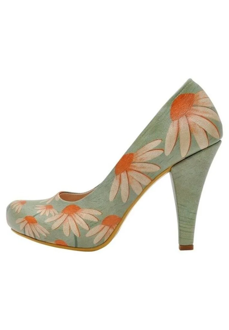 Women Vegan Leather Green High Heels - Smell Like Love Design