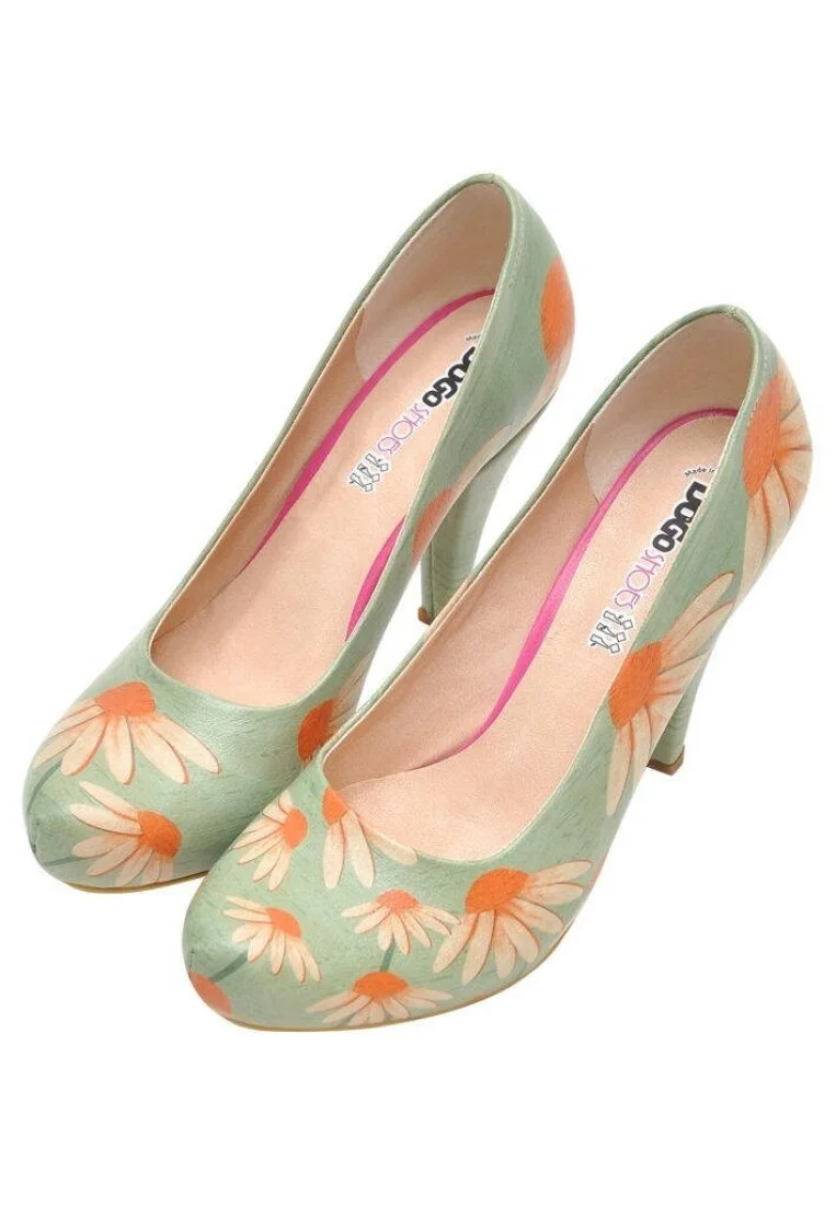 Women Vegan Leather Green High Heels - Smell Like Love Design
