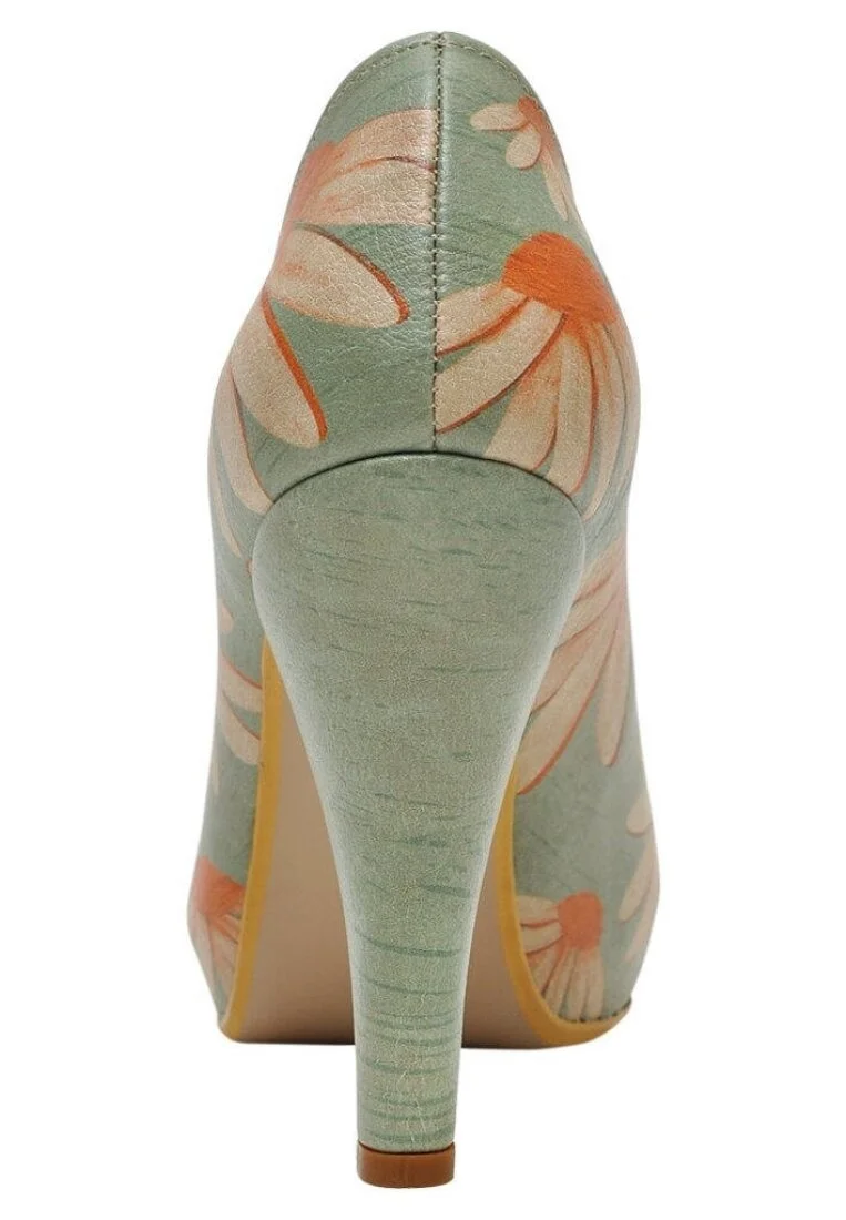 Women Vegan Leather Green High Heels - Smell Like Love Design