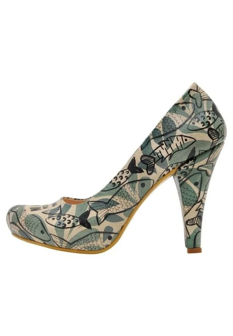 Women Vegan Leather Green High Heels - Ocean Design