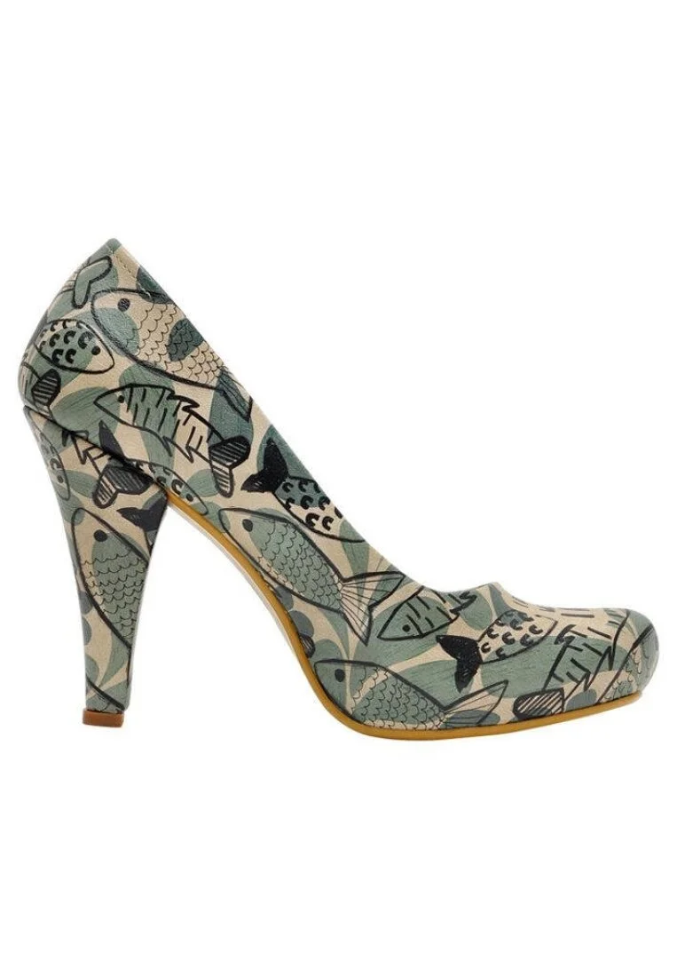 Women Vegan Leather Green High Heels - Ocean Design
