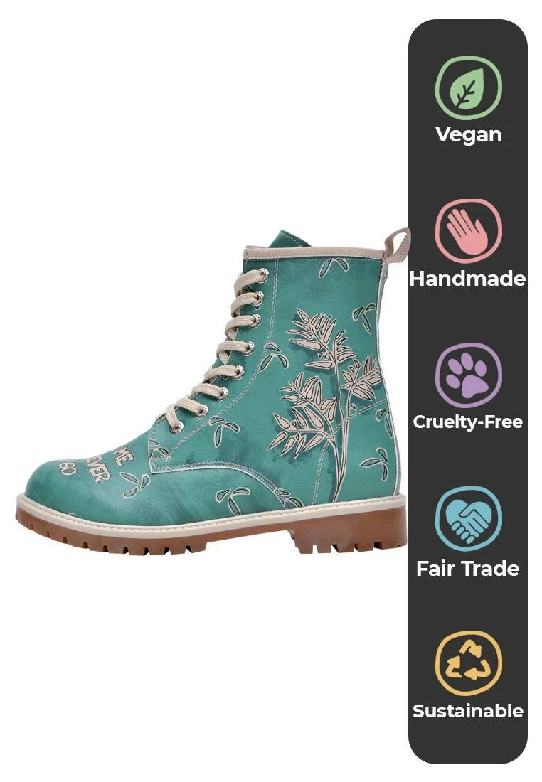Women Vegan Leather Green Long Boots - Koala Hug Design