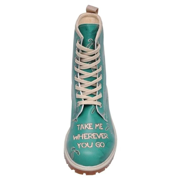 Women Vegan Leather Green Long Boots - Koala Hug Design