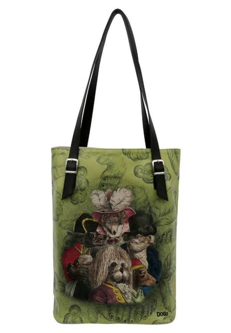 Women Vegan Leather Green Shoulder Bag - Royal Dogs Design