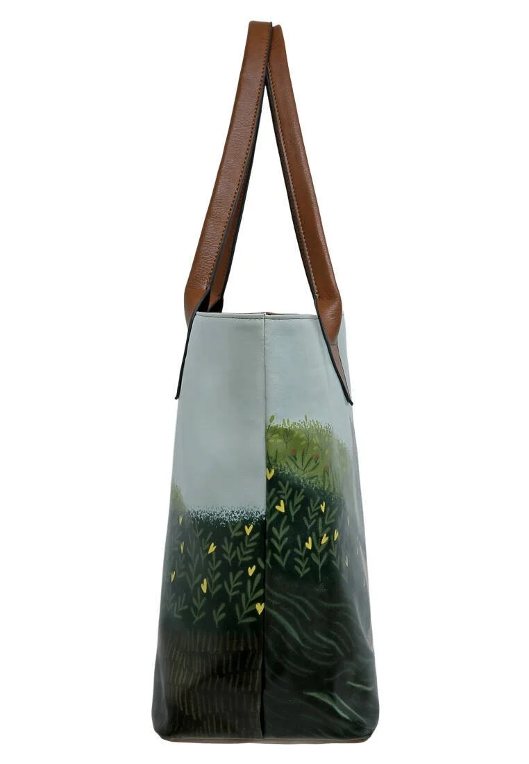 Women Vegan Leather Green Shoulder Bag - Going on an Adventure Design
