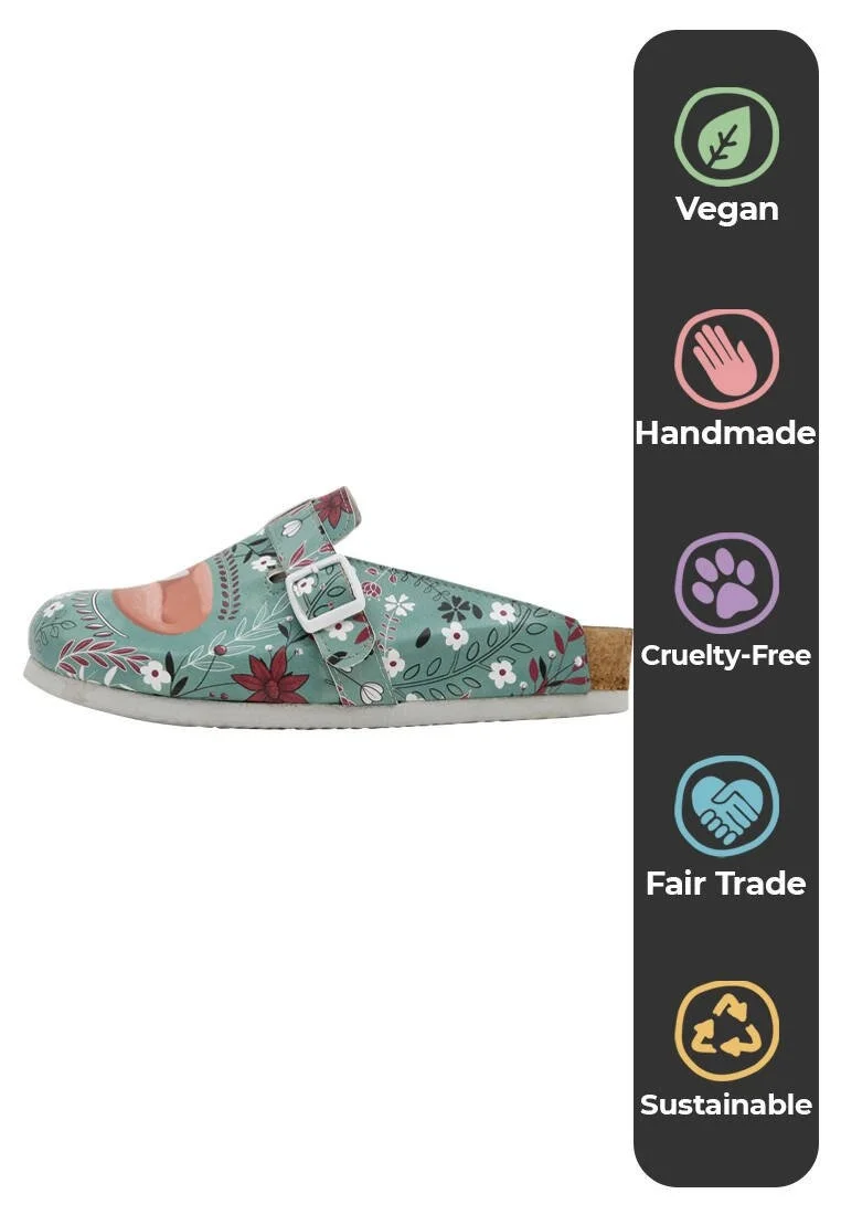 Women Vegan Leather Green Slippers - Spirit Animal Design
