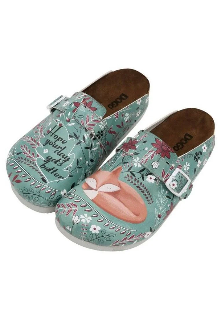 Women Vegan Leather Green Slippers - Spirit Animal Design
