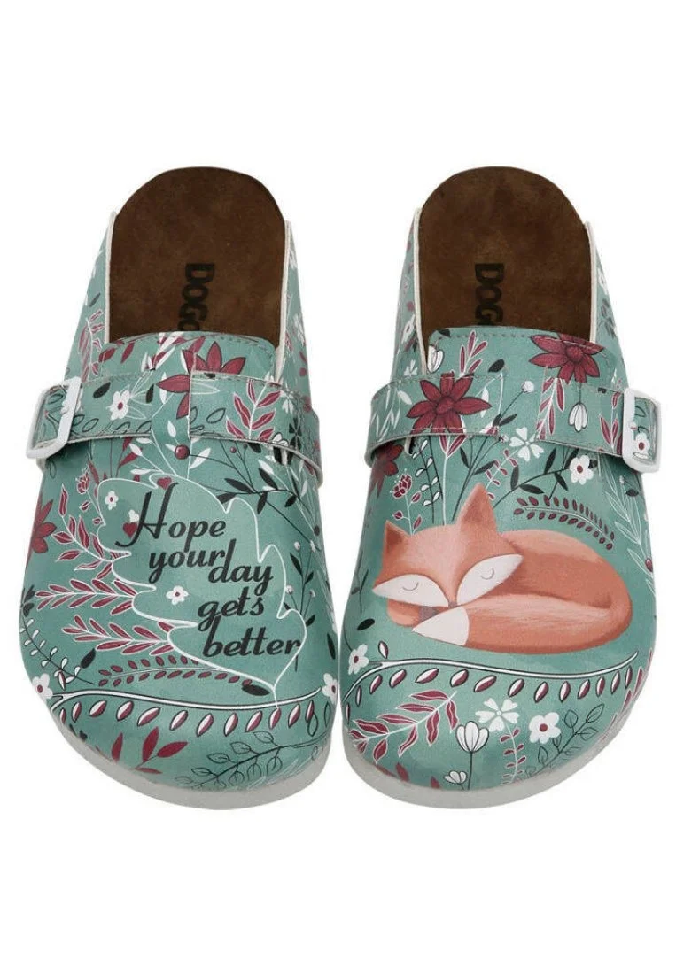 Women Vegan Leather Green Slippers - Spirit Animal Design