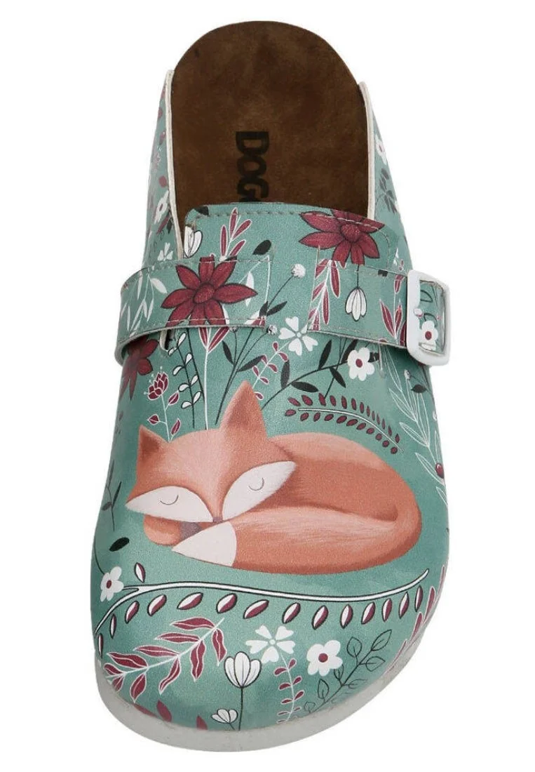 Women Vegan Leather Green Slippers - Spirit Animal Design