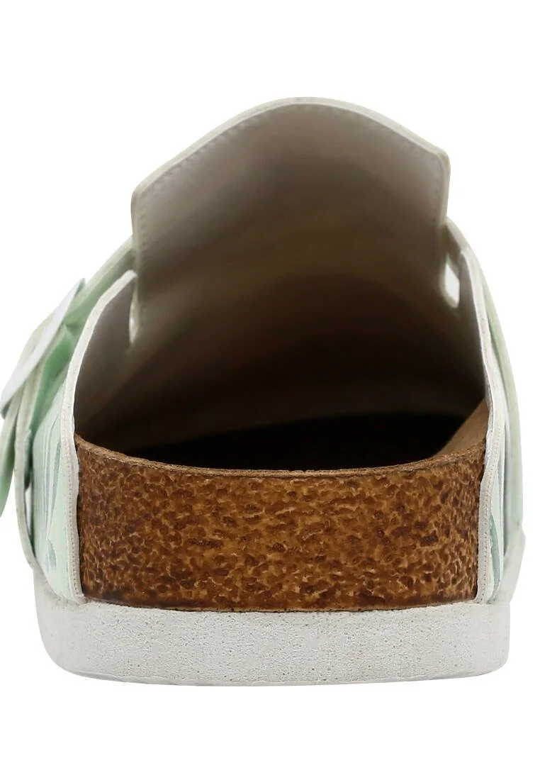 Women Vegan Leather Green Slippers - Trees are Poems Design